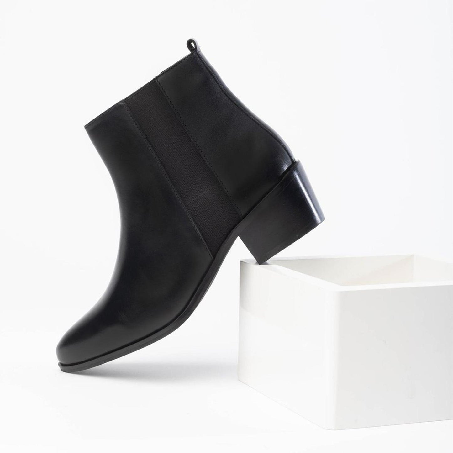 AMBRE bottines à talon en cuir noir