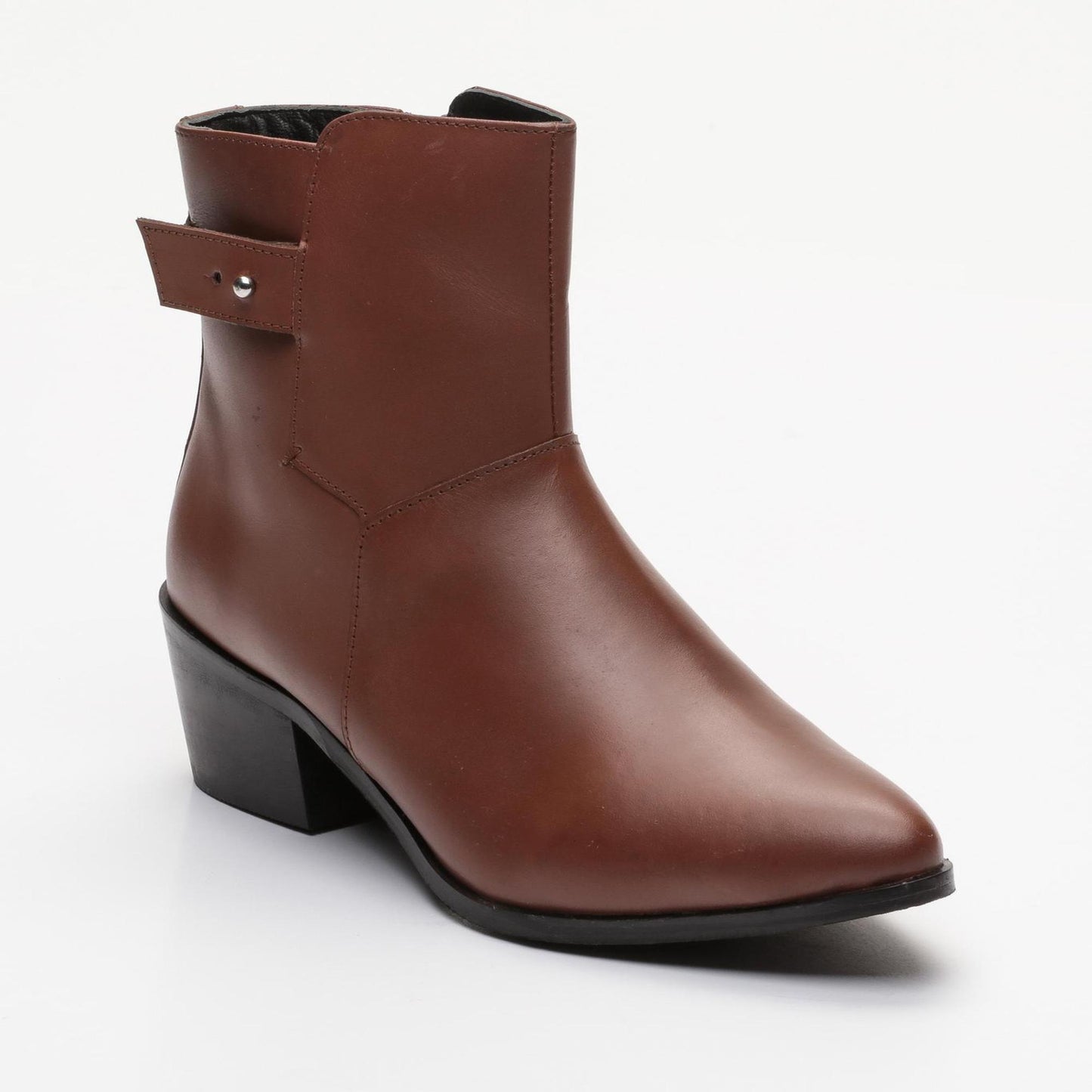 ANAIS bottines à talon en cuir cognac