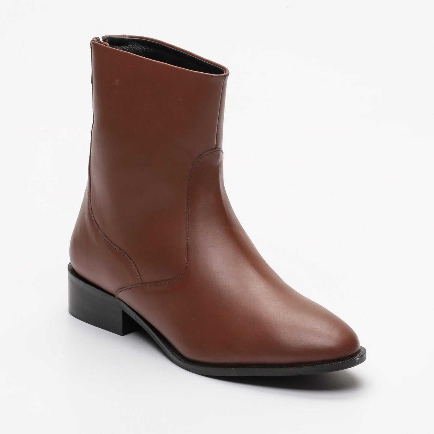 ANNA bottines à talon en cuir cognac