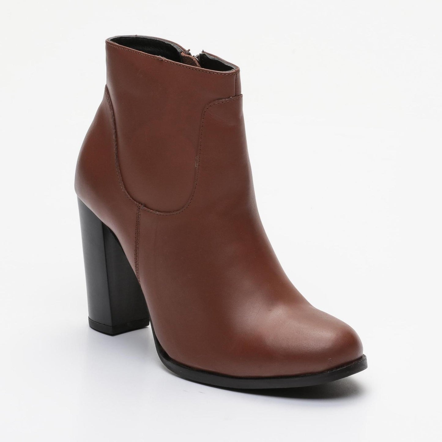 GIULIA bottines à talon en cuir cognac