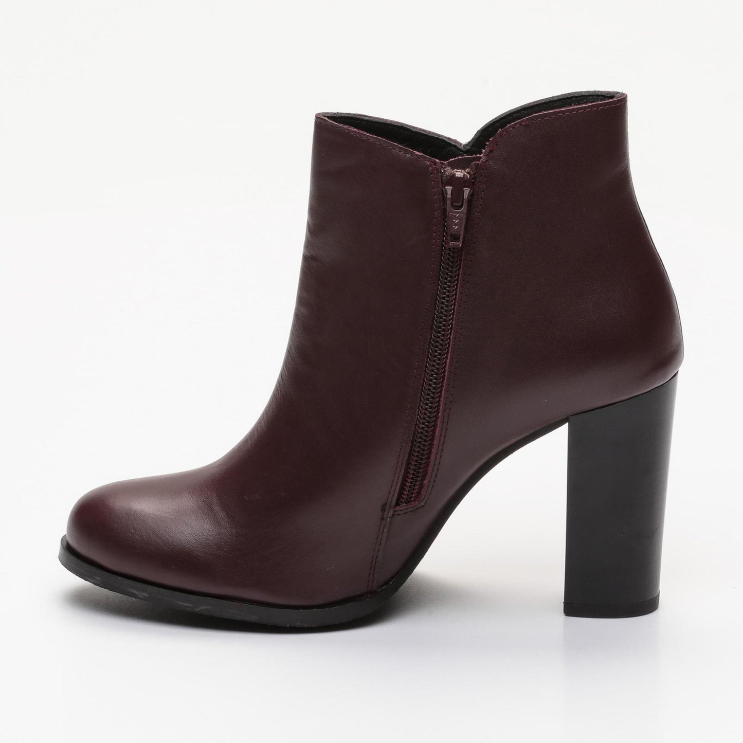 ISABELA bottines à talon en cuir bordeaux