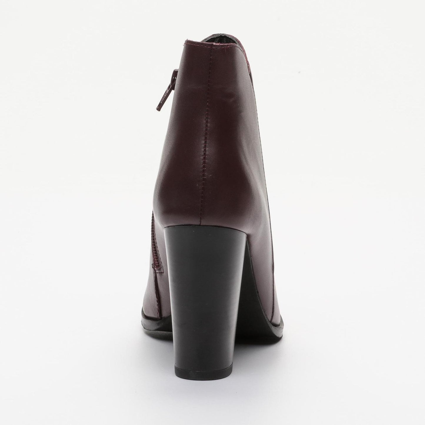 ISABELA bottines à talon en cuir bordeaux