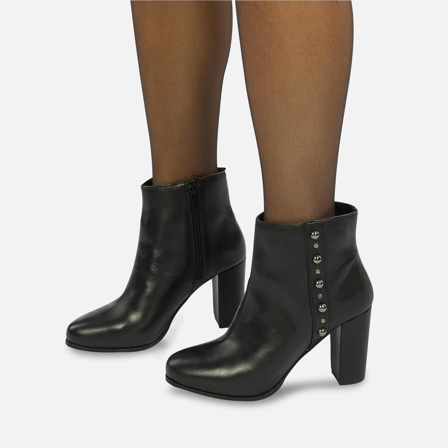 KEARNY bottines à talon en cuir noir