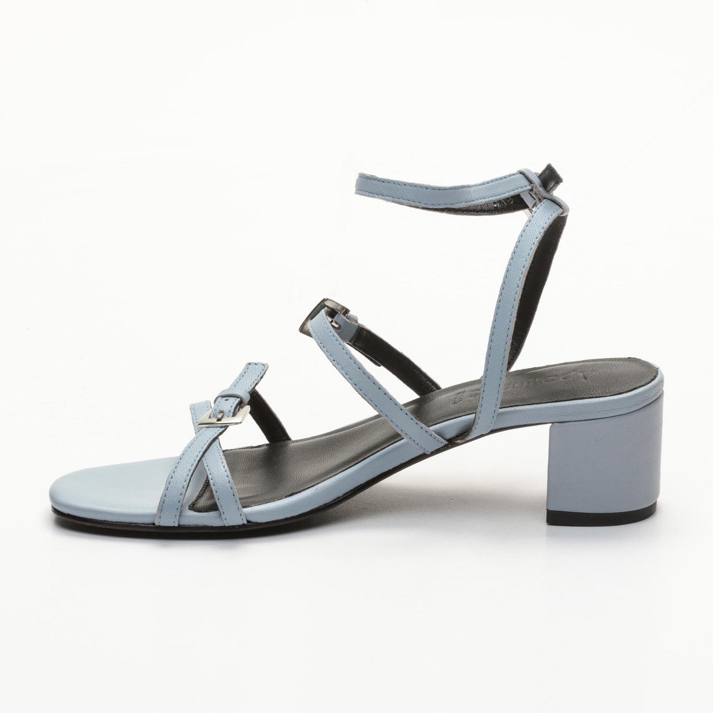 MAGGIE sandales à talon en cuir bleu clair