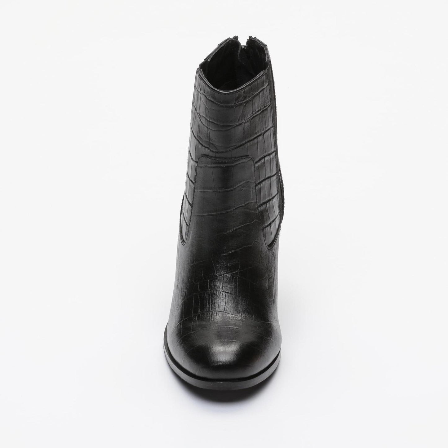 NADURIAL bottines à talon en cuir noir