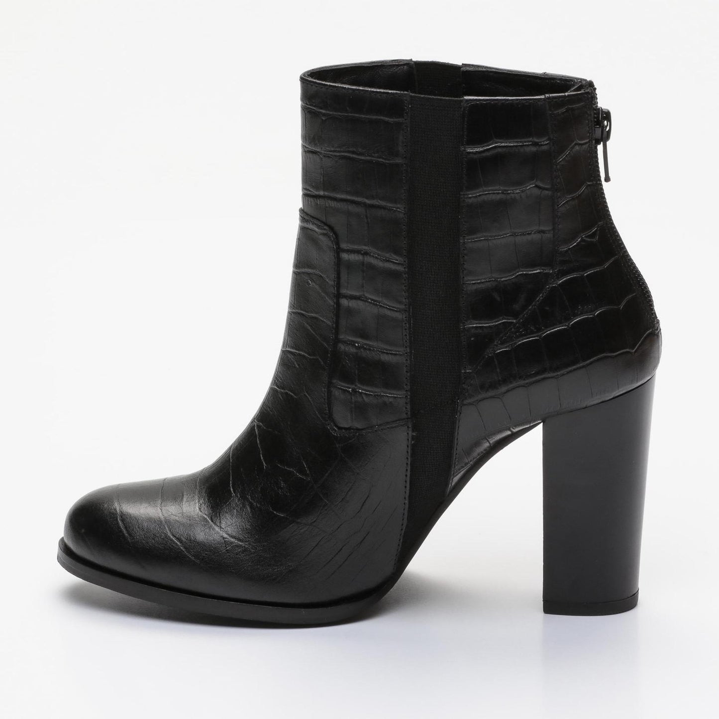 NADURIAL bottines à talon en cuir noir