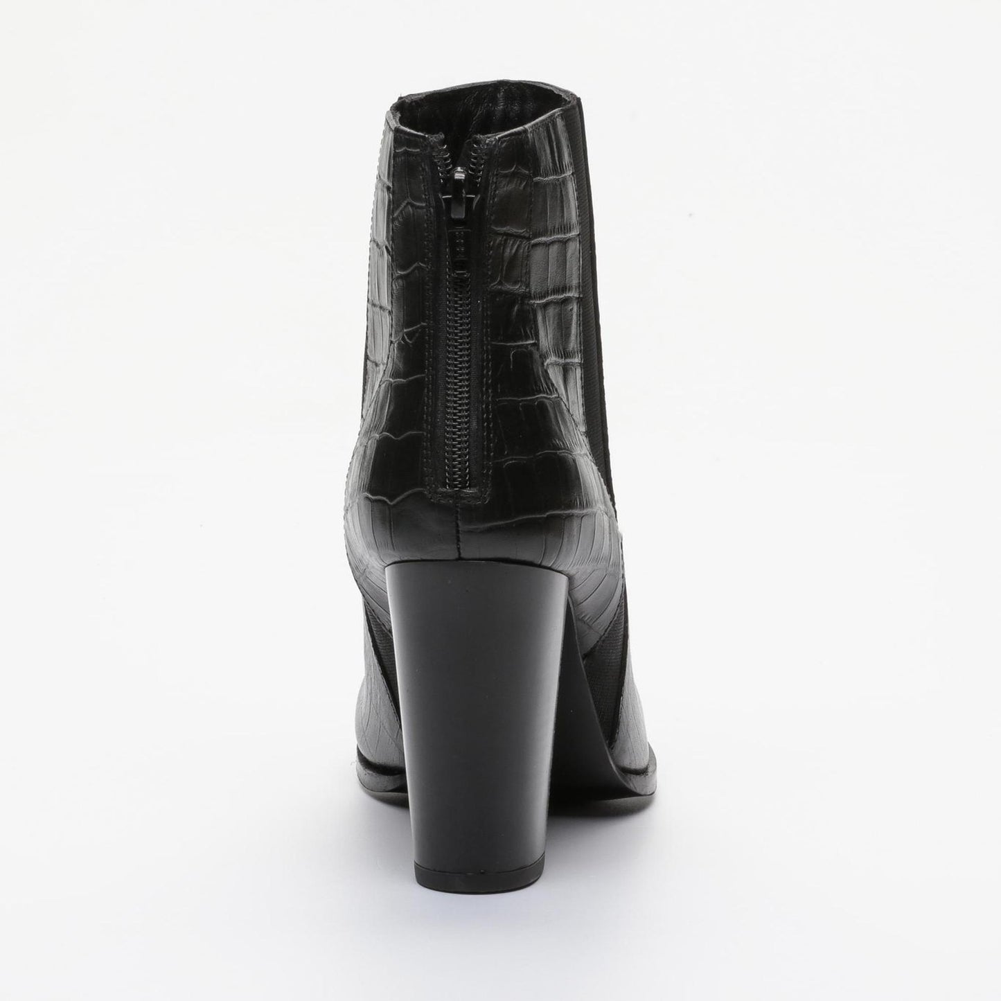NADURIAL bottines à talon en cuir noir