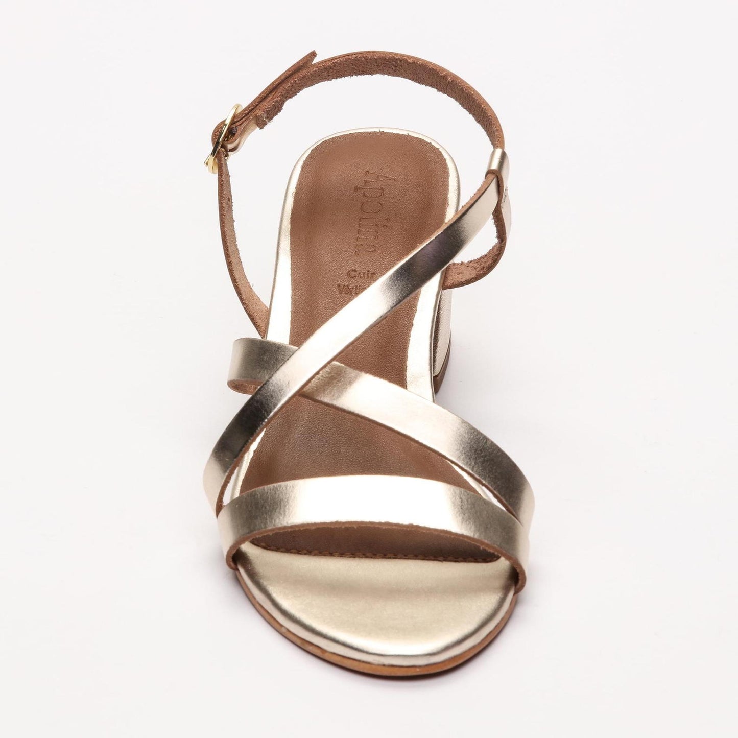 ROSEL sandales à talon en cuir doré