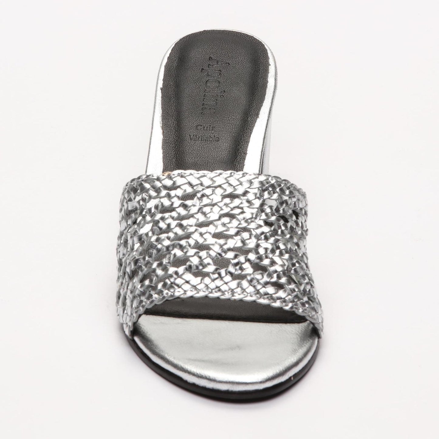 RYANN mules à talon en cuir argent