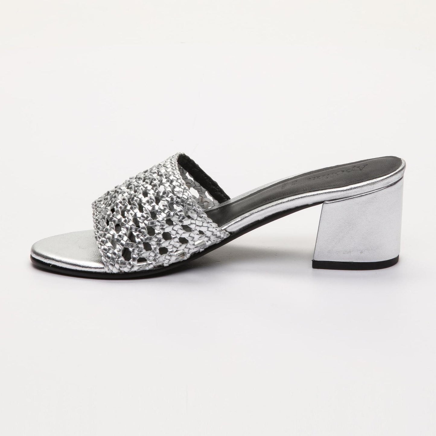 RYANN mules à talon en cuir argent