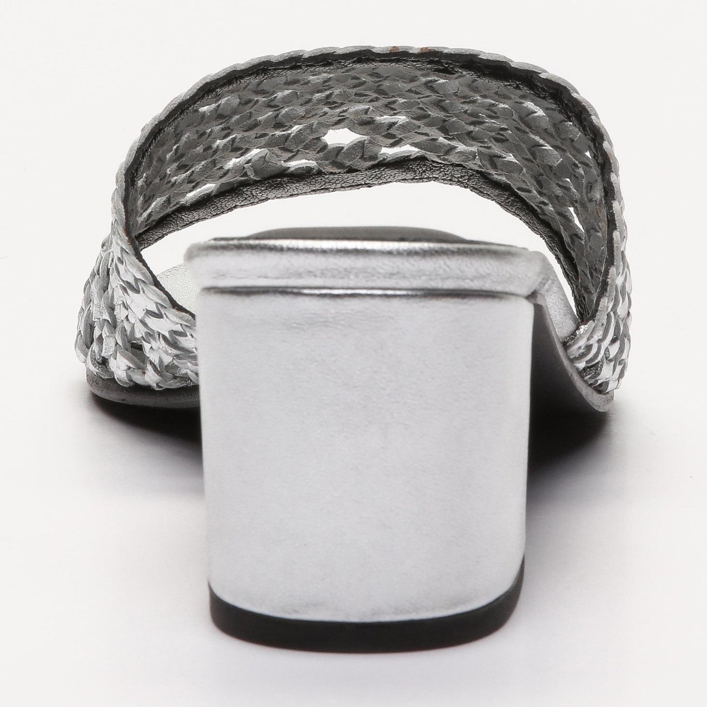 RYANN mules à talon en cuir argent