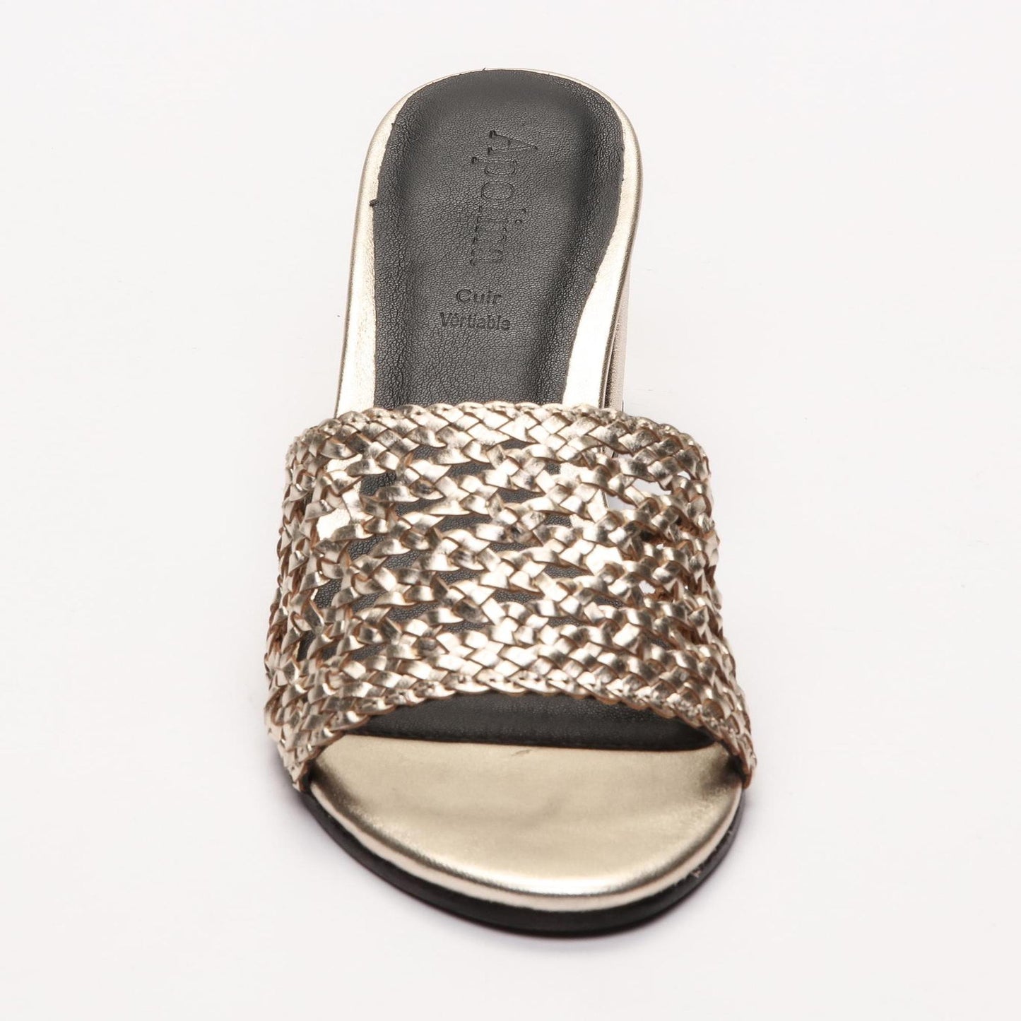 RYANN mules à talon en cuir doré