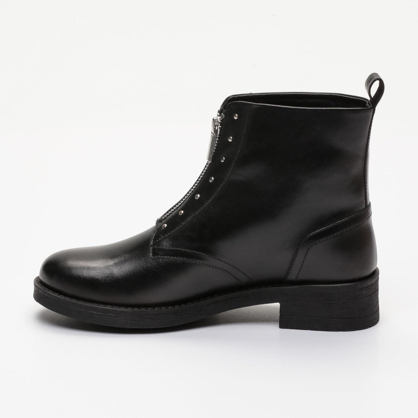 AGNON bottines à talon en cuir noir