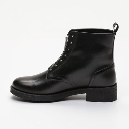 AGNON bottines à talon en cuir noir