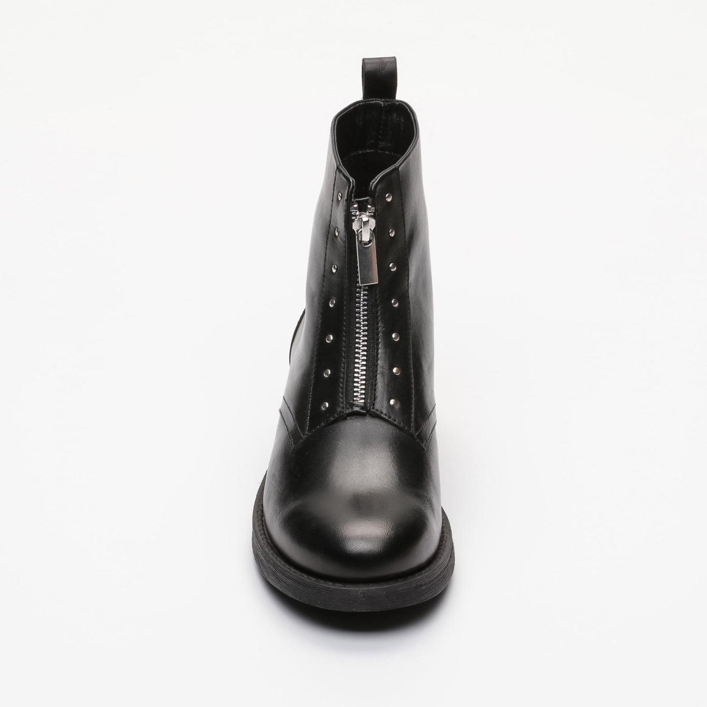 AGNON bottines à talon en cuir noir