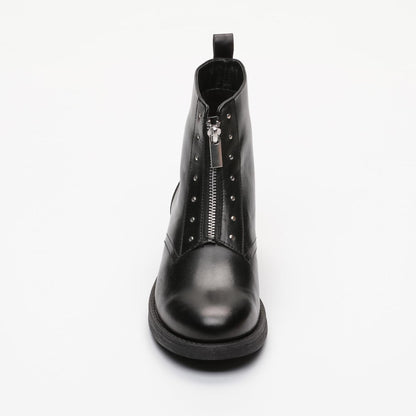 AGNON bottines à talon en cuir noir