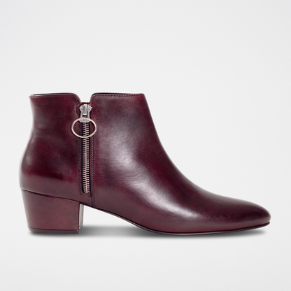 ALEMANY bottines à talon en cuir bordeaux