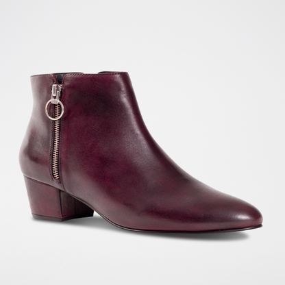 ALEMANY bottines à talon en cuir bordeaux