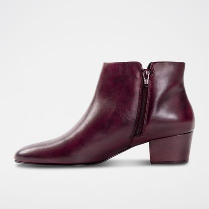 ALEMANY bottines à talon en cuir bordeaux