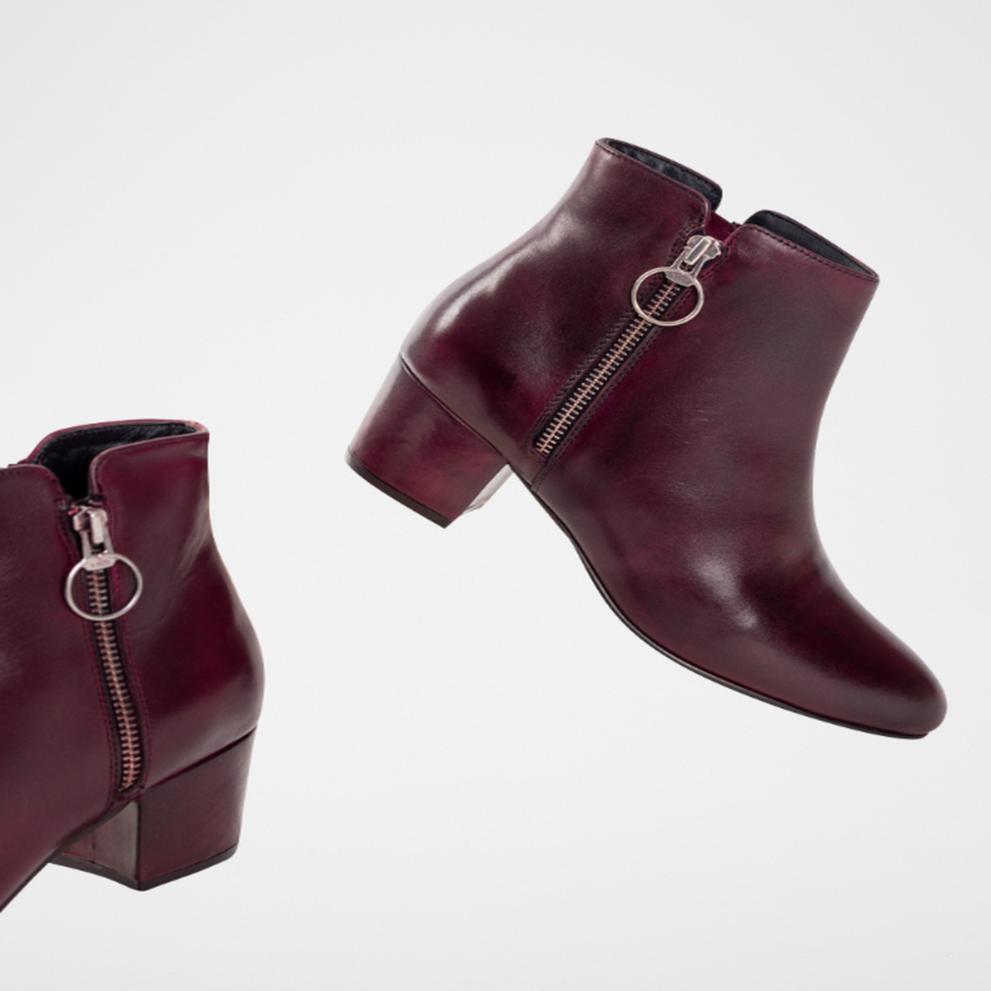ALEMANY bottines à talon en cuir bordeaux