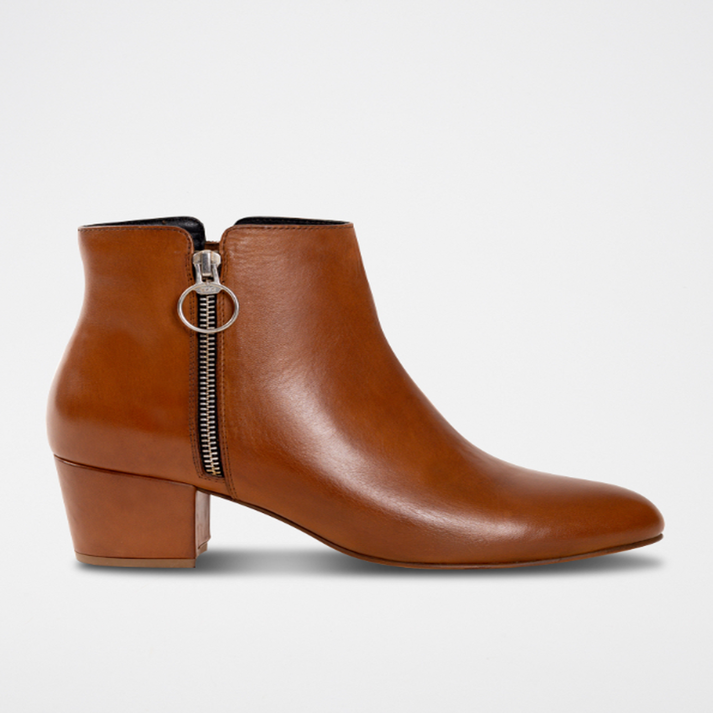 ALEMANY bottines à talon en cuir camel