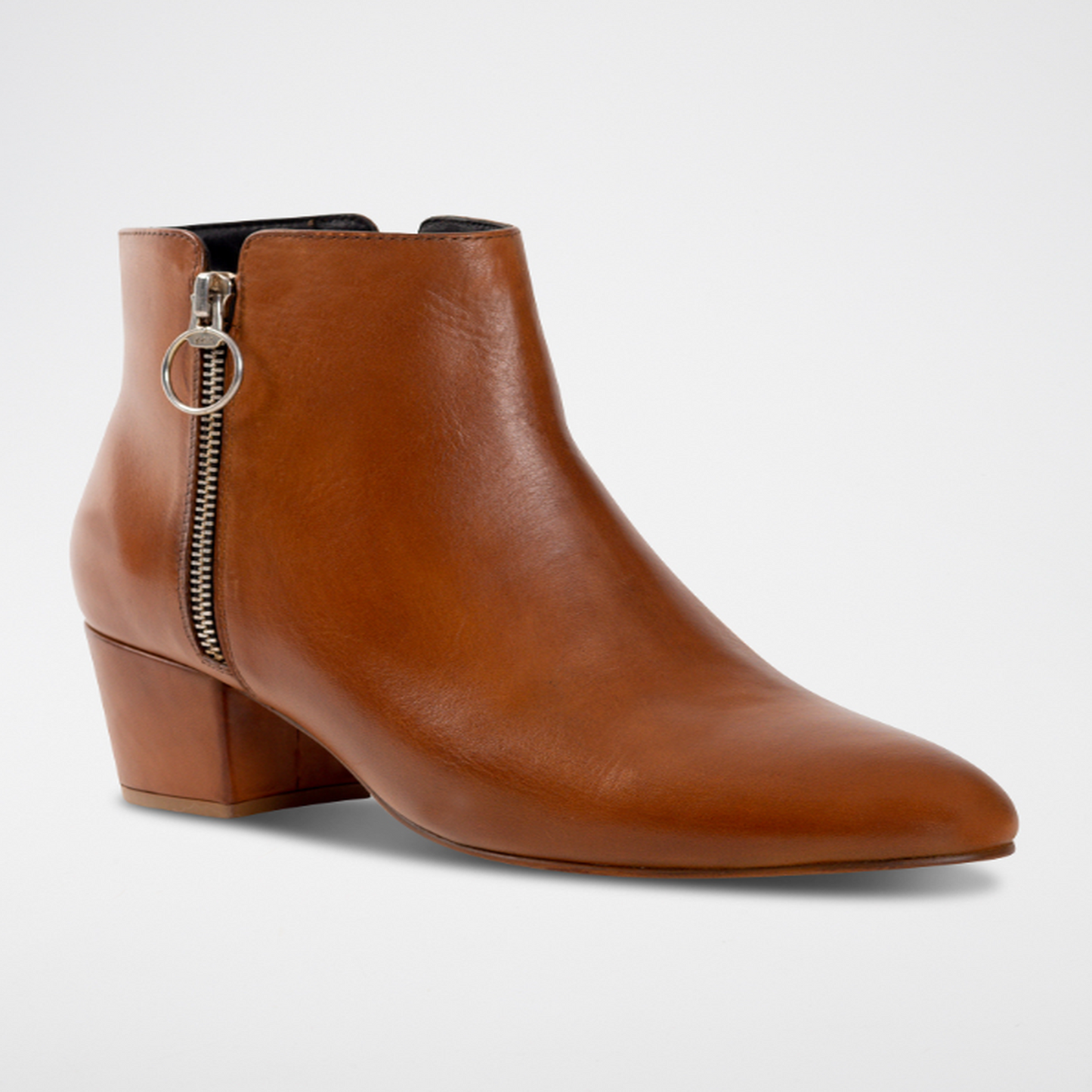 ALEMANY bottines à talon en cuir camel