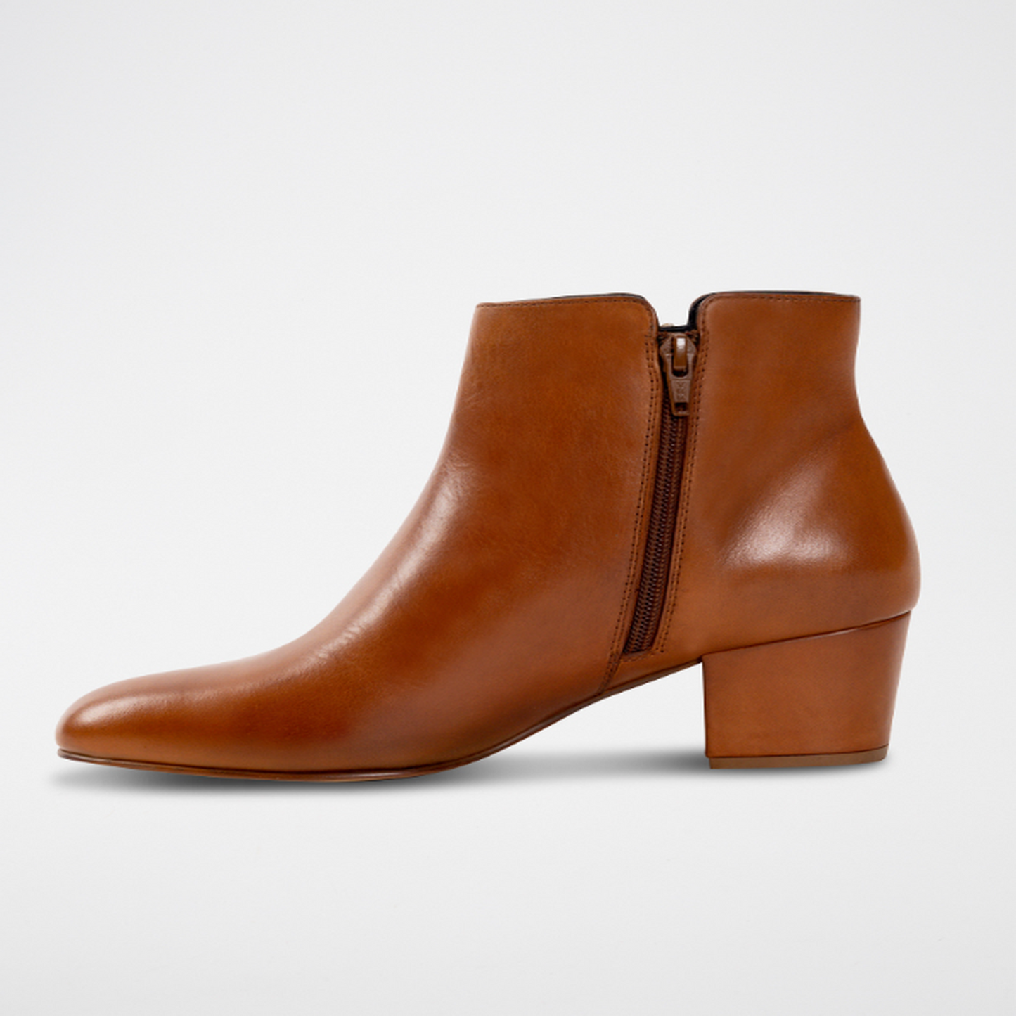 ALEMANY bottines à talon en cuir camel
