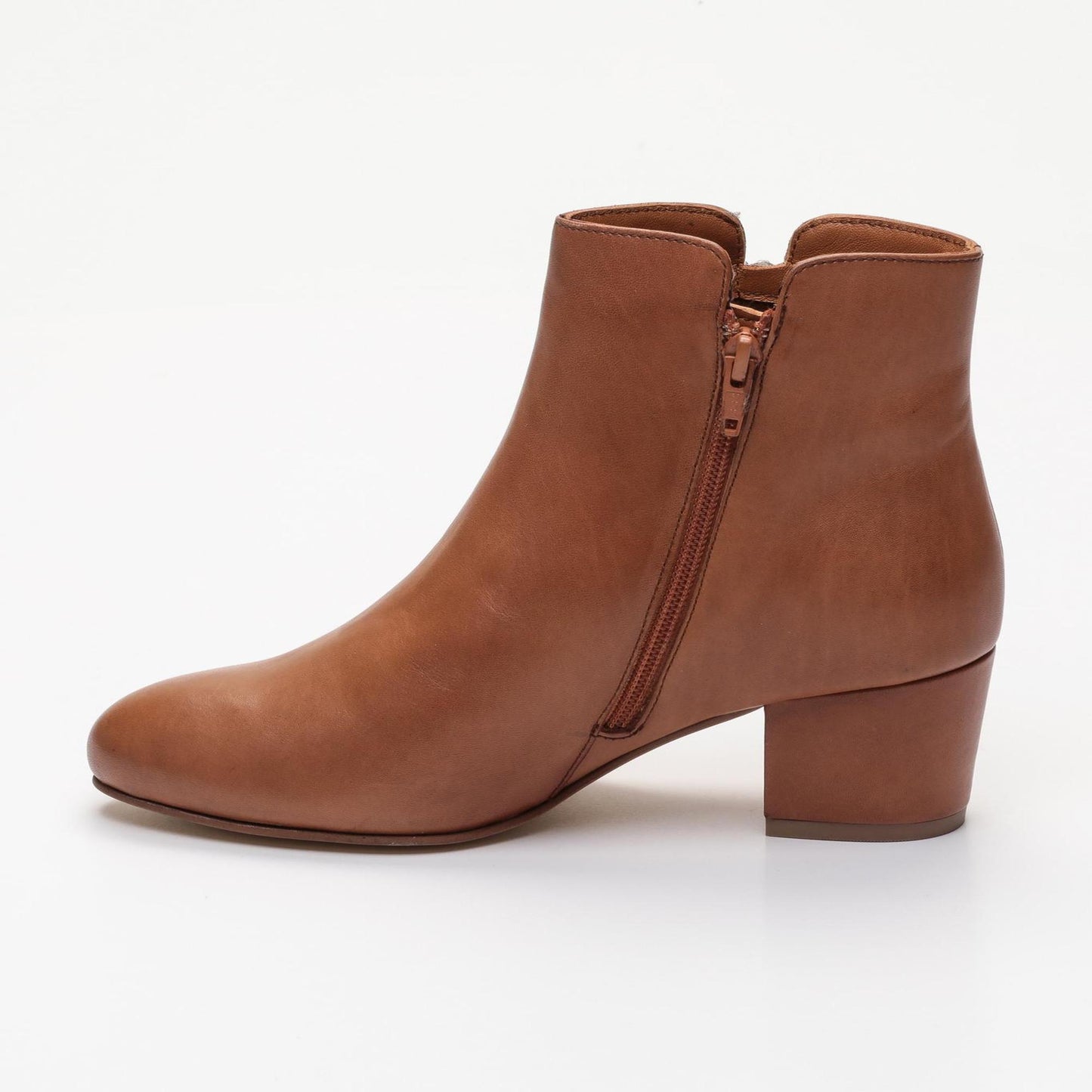 ALEMANY bottines à talon en cuir camel
