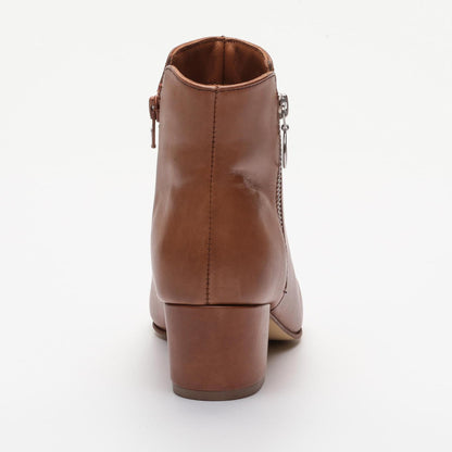 ALEMANY bottines à talon en cuir camel