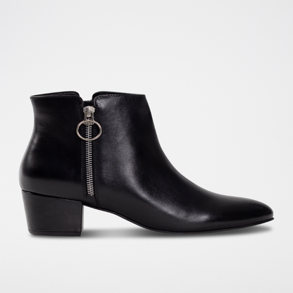 ALEMANY bottines à talon en cuir noir
