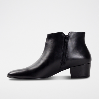 ALEMANY bottines à talon en cuir noir
