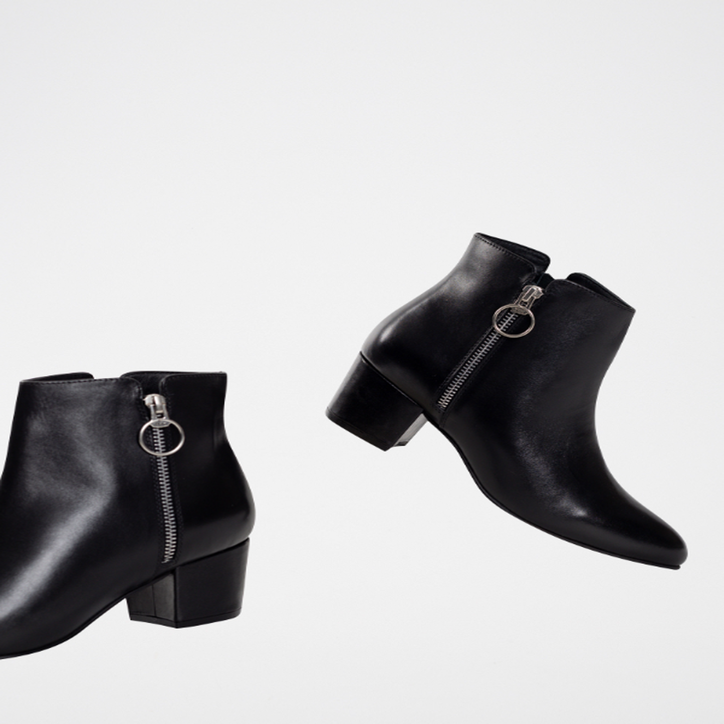 ALEMANY bottines à talon en cuir noir