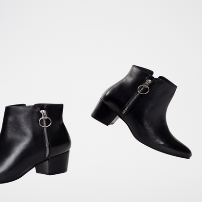 ALEMANY bottines à talon en cuir noir