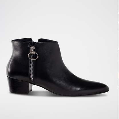 ALEMANY bottines à talon en cuir noir