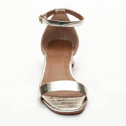 ANABEL sandales à talon en cuir croco doré clair