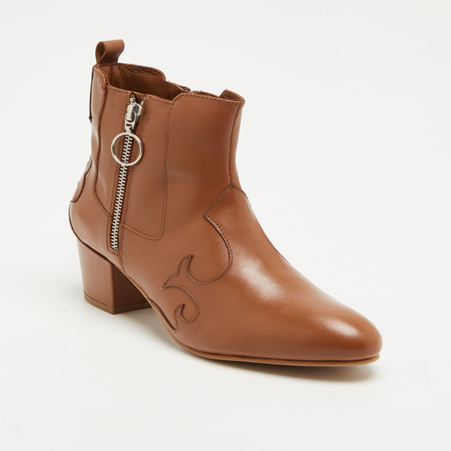 MESA bottines à talon en cuir camel