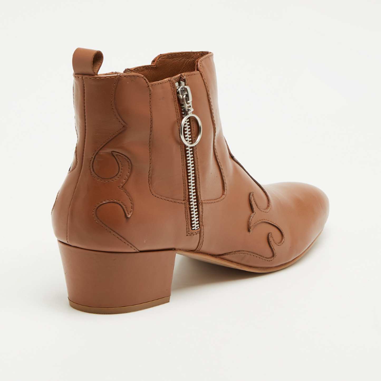 MESA bottines à talon en cuir camel
