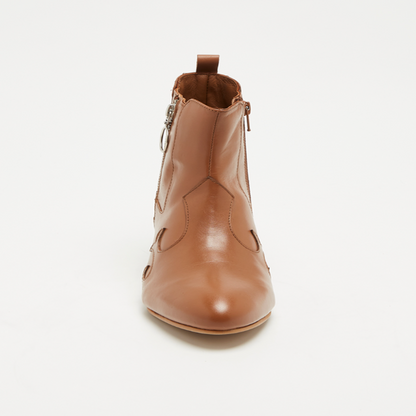 MESA bottines à talon en cuir camel